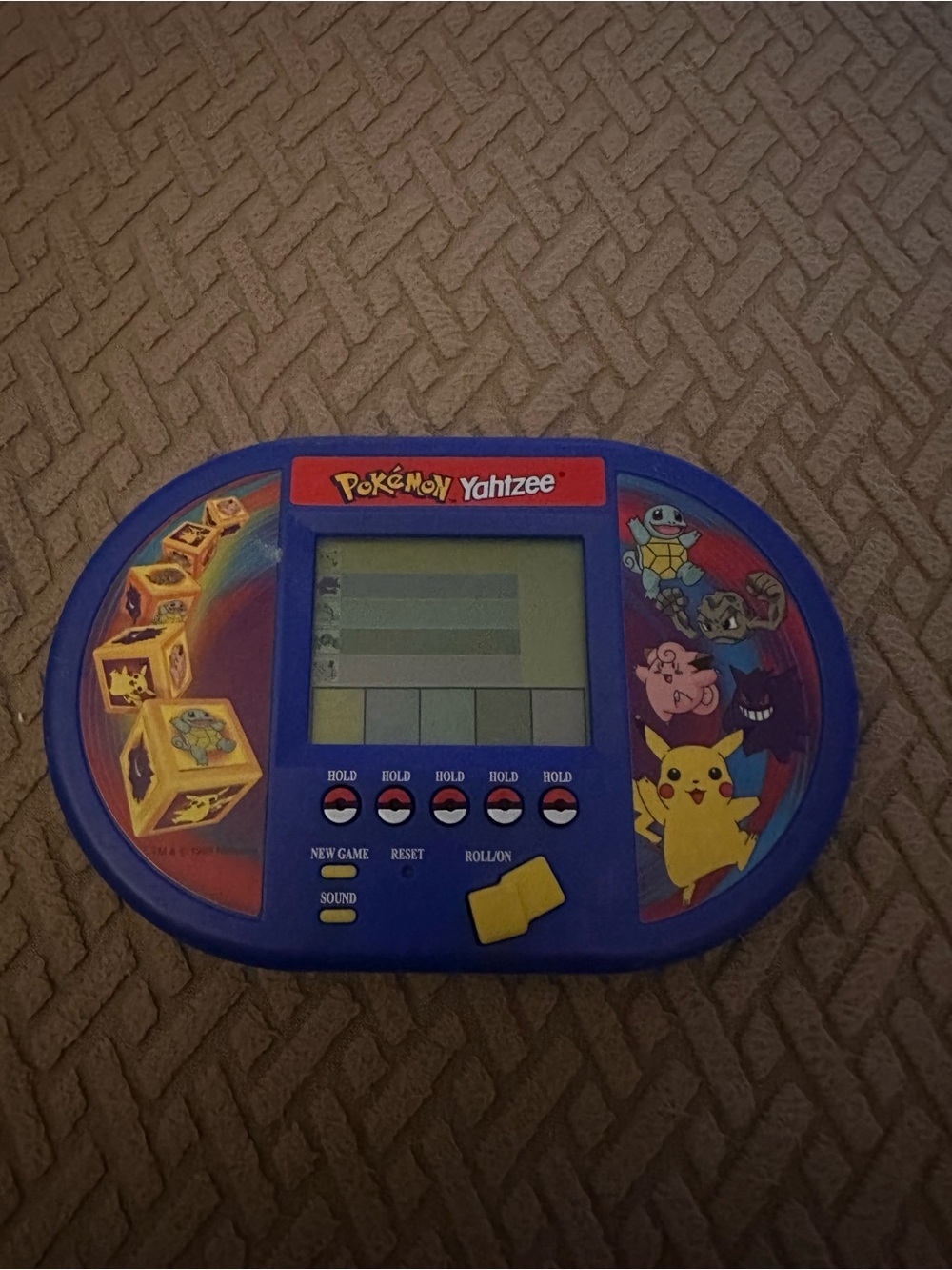 Vintage 1999 Pokemon Electronic Yahtzee Travel Game - Blue & Yellow